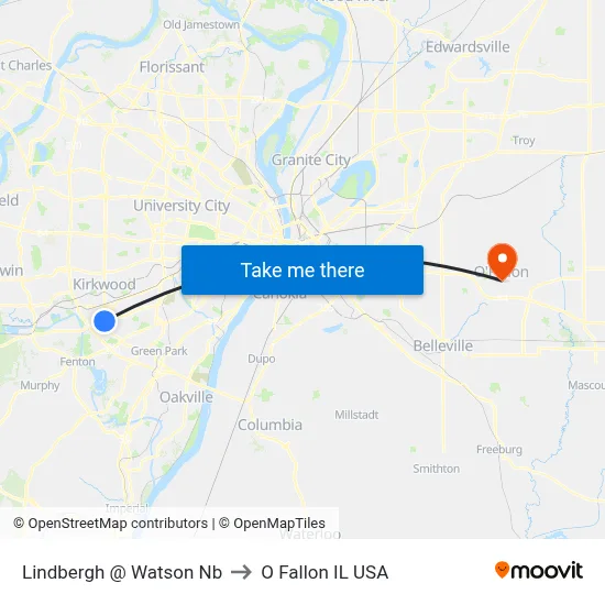 Lindbergh @ Watson Nb to O Fallon IL USA map