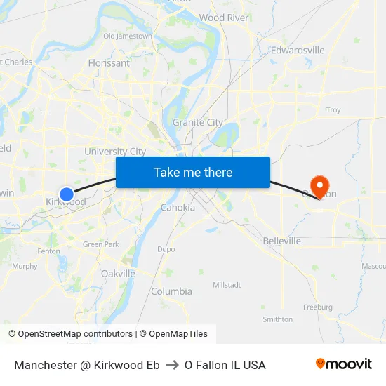 Manchester @ Kirkwood Eb to O Fallon IL USA map