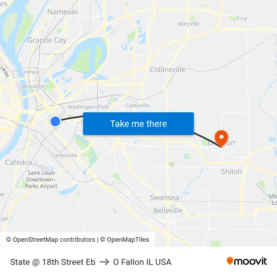 State @ 18th Street Eb to O Fallon IL USA map