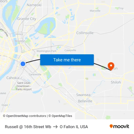 Russell @ 16th Street Wb to O Fallon IL USA map