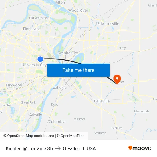 Kienlen @ Lorraine Sb to O Fallon IL USA map