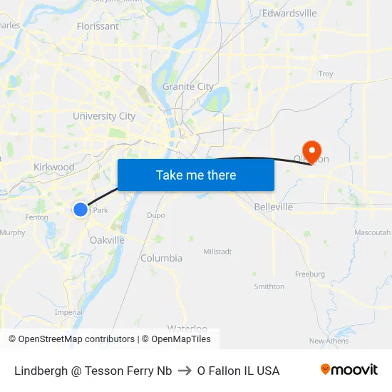 Lindbergh @ Tesson Ferry Nb to O Fallon IL USA map