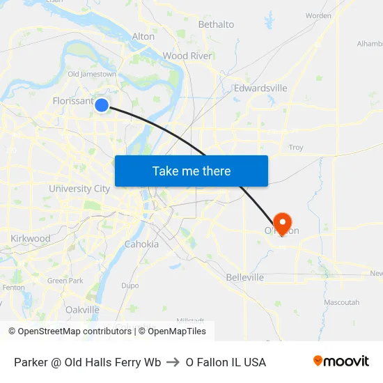 Parker @ Old Halls Ferry Wb to O Fallon IL USA map