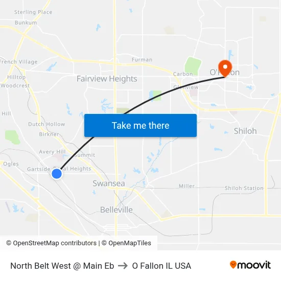 North Belt West @ Main Eb to O Fallon IL USA map