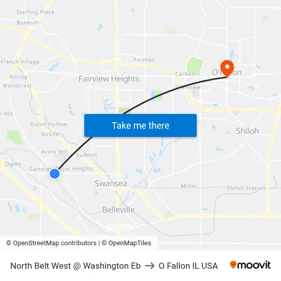 North Belt West @ Washington Eb to O Fallon IL USA map