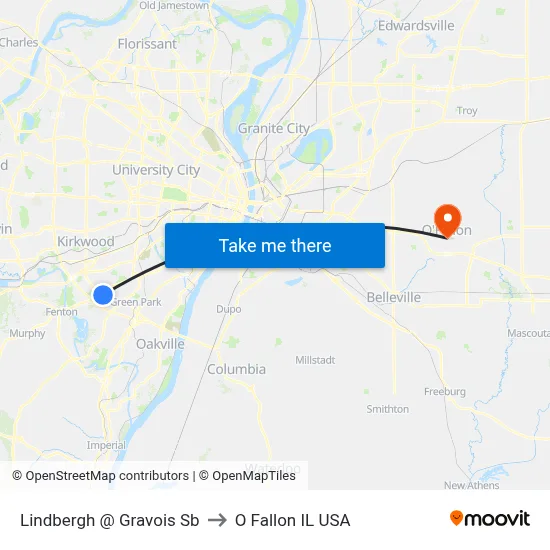 Lindbergh @ Gravois Sb to O Fallon IL USA map