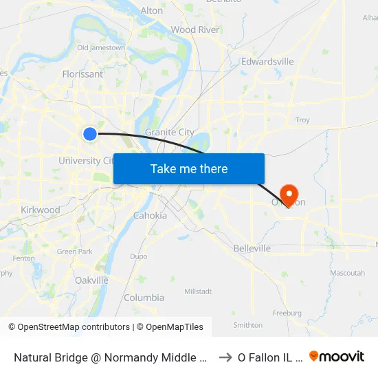 Natural Bridge @ Normandy Middle School Wb to O Fallon IL USA map