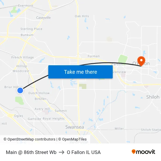 Main @ 86th Street Wb to O Fallon IL USA map