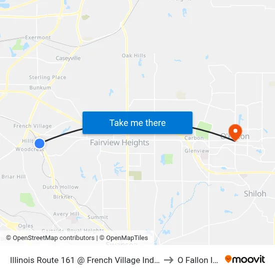 Illinois Route 161 @ French Village Industrial Park Nb to O Fallon IL USA map