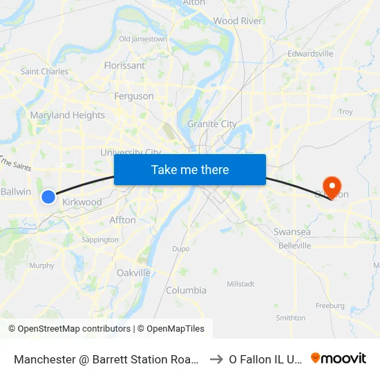Manchester @ Barrett Station Road Eb to O Fallon IL USA map