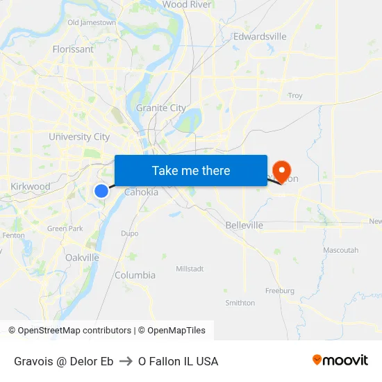 Gravois @ Delor Eb to O Fallon IL USA map