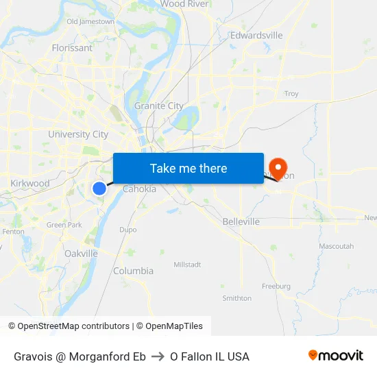 Gravois @ Morganford Eb to O Fallon IL USA map