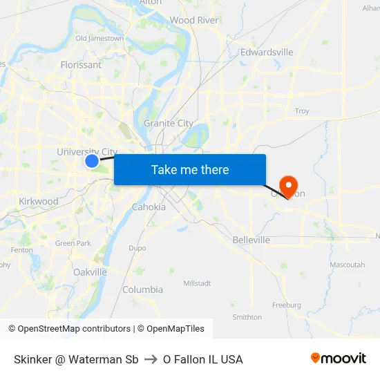 Skinker @ Waterman Sb to O Fallon IL USA map