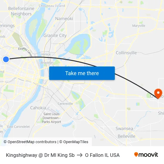 Kingshighway @ Dr Ml King Sb to O Fallon IL USA map