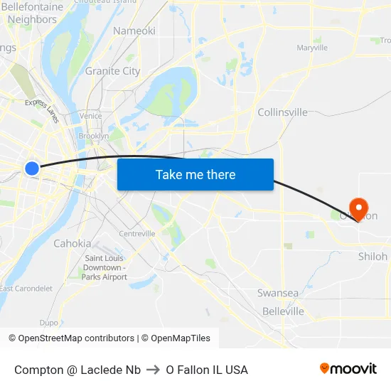 Compton @ Laclede Nb to O Fallon IL USA map