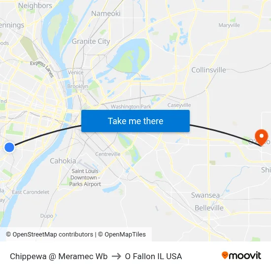 Chippewa @ Meramec Wb to O Fallon IL USA map