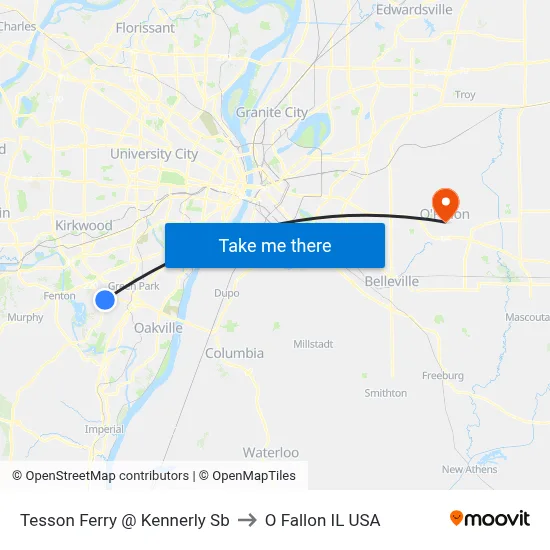 Tesson Ferry @ Kennerly Sb to O Fallon IL USA map