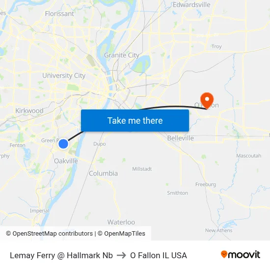 Lemay Ferry @ Hallmark Nb to O Fallon IL USA map