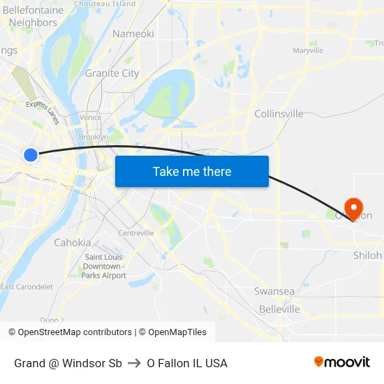 Grand @ Windsor Sb to O Fallon IL USA map