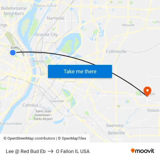 Lee @ Red Bud Eb to O Fallon IL USA map