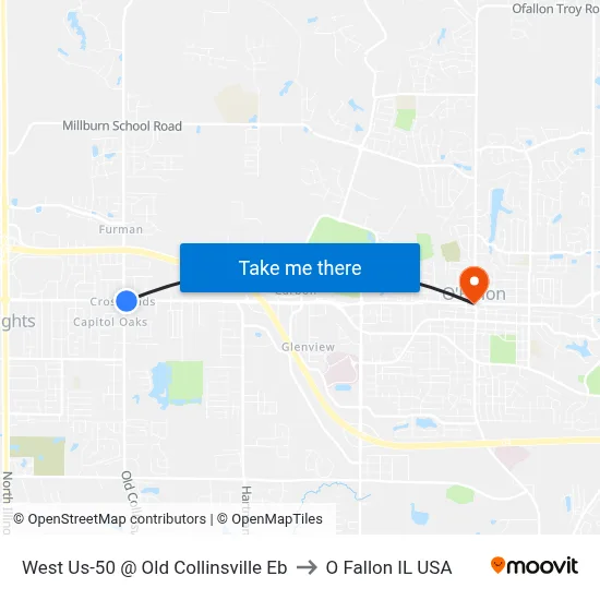 West Us-50 @ Old Collinsville Eb to O Fallon IL USA map