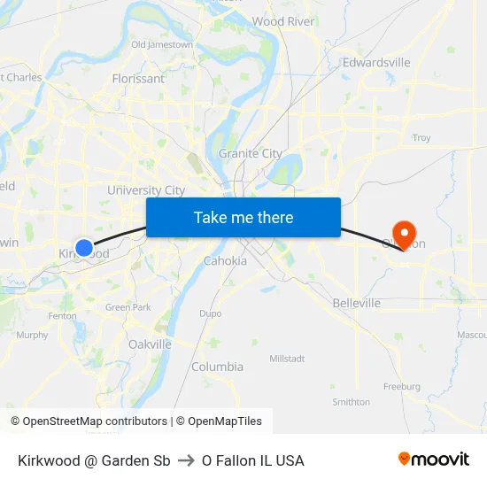 Kirkwood @ Garden Sb to O Fallon IL USA map