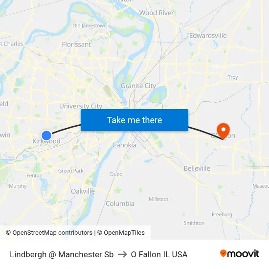 Lindbergh @ Manchester Sb to O Fallon IL USA map