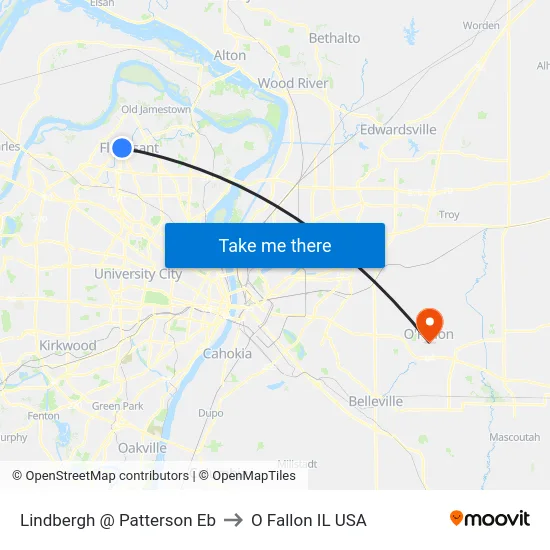 Lindbergh @ Patterson Eb to O Fallon IL USA map