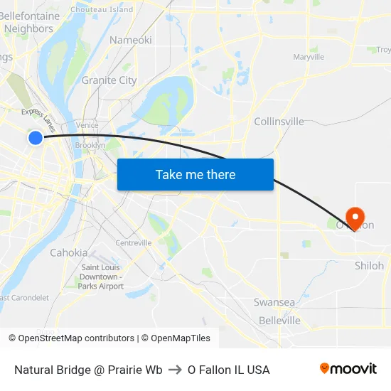 Natural Bridge @ Prairie Wb to O Fallon IL USA map