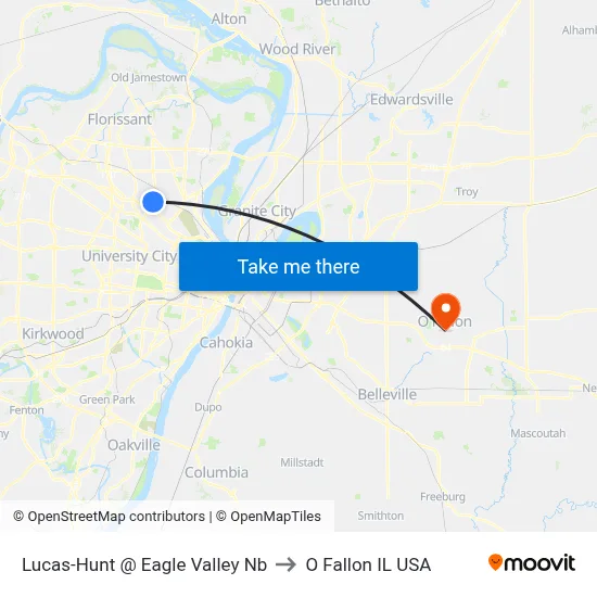 Lucas-Hunt @ Eagle Valley Nb to O Fallon IL USA map