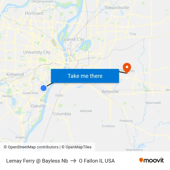 Lemay Ferry @ Bayless Nb to O Fallon IL USA map
