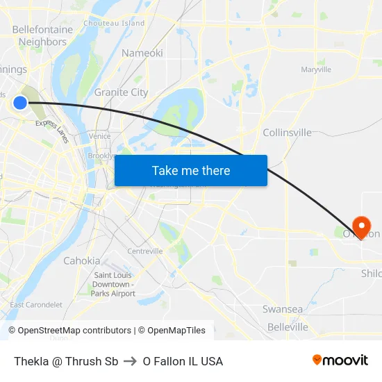 Thekla @ Thrush Sb to O Fallon IL USA map