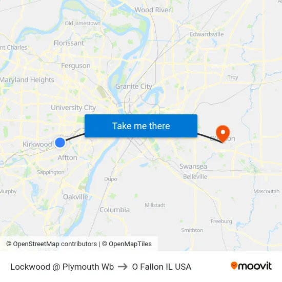 Lockwood @ Plymouth Wb to O Fallon IL USA map