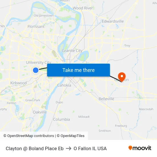 Clayton @ Boland Place Eb to O Fallon IL USA map