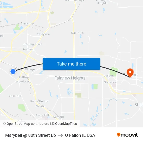 Marybell @ 80th Street Eb to O Fallon IL USA map