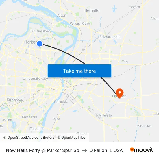 New Halls Ferry @ Parker Spur Sb to O Fallon IL USA map