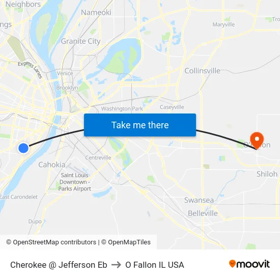 Cherokee @ Jefferson Eb to O Fallon IL USA map
