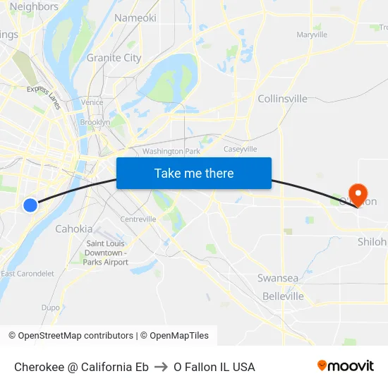 Cherokee @ California Eb to O Fallon IL USA map