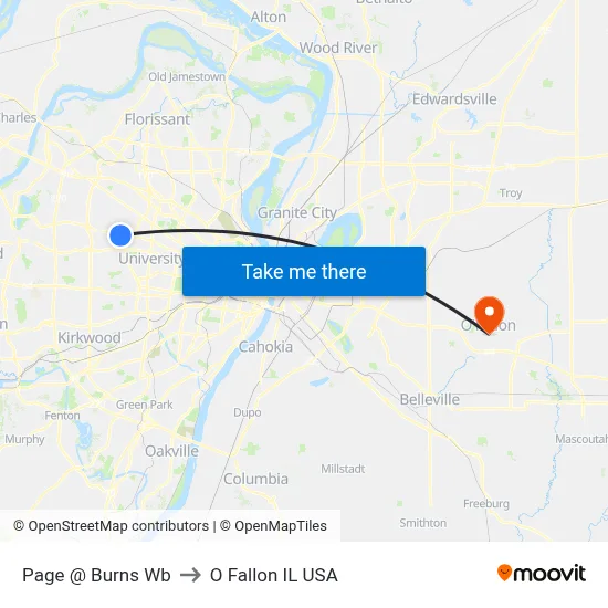 Page @ Burns Wb to O Fallon IL USA map