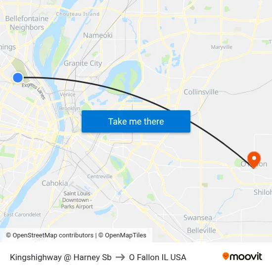 Kingshighway @ Harney Sb to O Fallon IL USA map