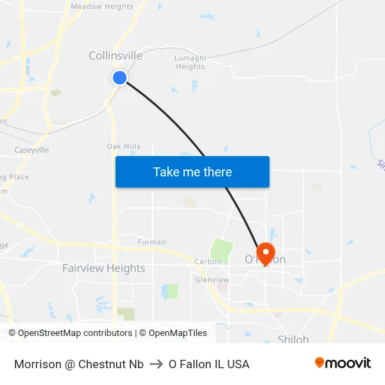 Morrison @ Chestnut Nb to O Fallon IL USA map