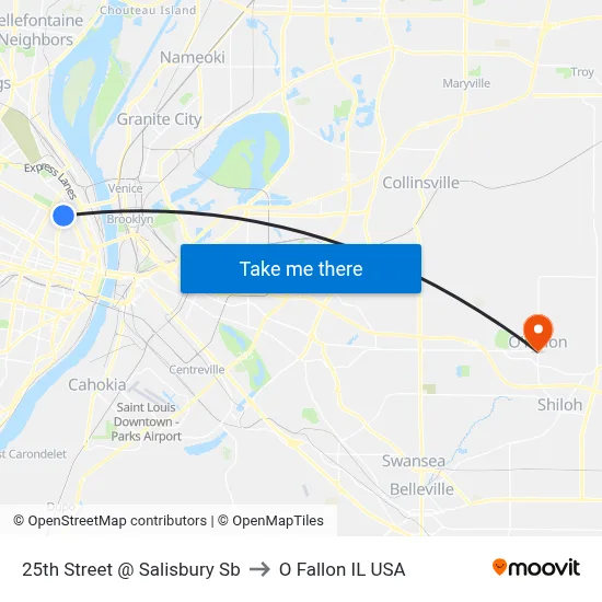 25th Street @ Salisbury Sb to O Fallon IL USA map