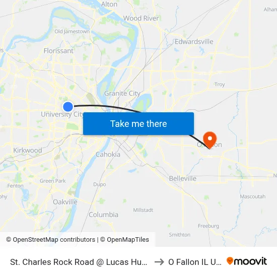 St. Charles Rock Road @ Lucas Hunt Eb to O Fallon IL USA map