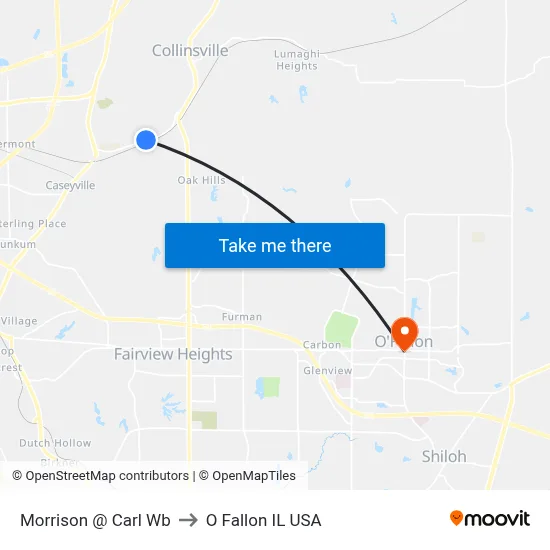 Morrison @ Carl Wb to O Fallon IL USA map