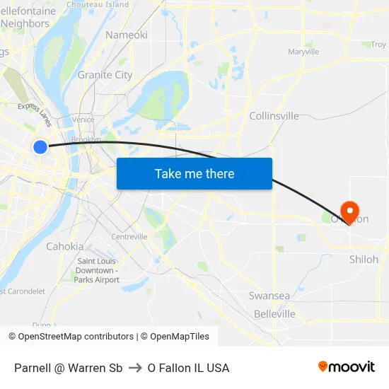 Parnell @ Warren Sb to O Fallon IL USA map