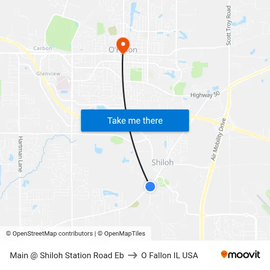 Main @ Shiloh Station Road Eb to O Fallon IL USA map