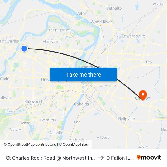 St Charles Rock Road @ Northwest Industrial Wb to O Fallon IL USA map