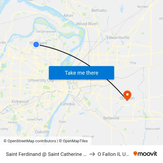 Saint Ferdinand @ Saint Catherine Nb to O Fallon IL USA map