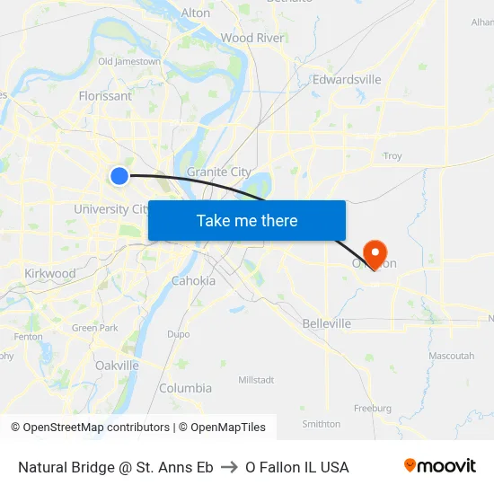 Natural Bridge @ St. Anns Eb to O Fallon IL USA map