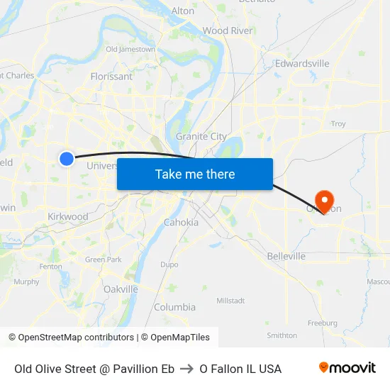 Old Olive Street @ Pavillion Eb to O Fallon IL USA map